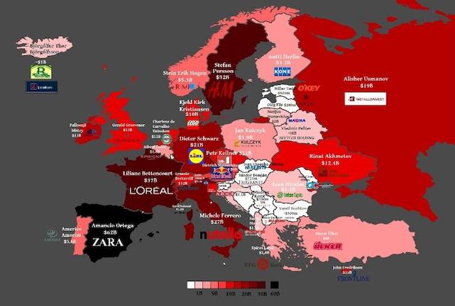 Ο χάρτης των πλουσιότερων Ευρωπαίων επιχειρηματιών - Ποιος είναι πιο πλούσιος στην Ελλάδα;