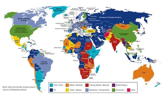 Δείτε τον χάρτη των εξαγωγών κάθε χώρας και τι εξάγει η Ελλάδα
