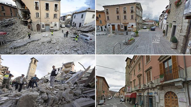 Το χωριό Αματρίτσε πριν και μετά τον καταστροφικό σεισμό