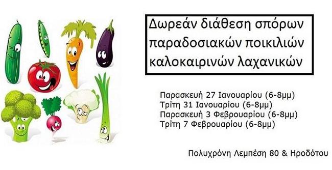 Δωρεάν διάθεση σπόρων παραδοσιακών ποικιλιών καλοκαιρινών λαχανικών [Πρόγραμμα]