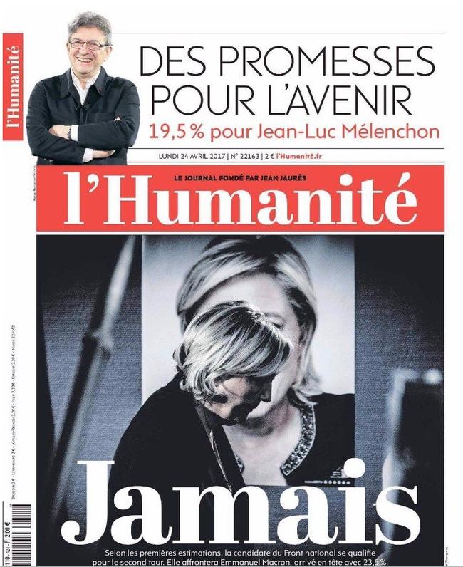 Το συγκλονιστικό εξώφυλλο της L'Humanité για την Λεπέν