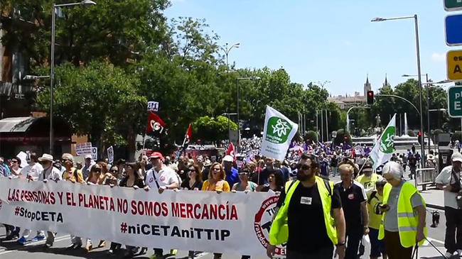 Μεγάλη διαδήλωση κατά της CETA στην Μαδρίτη [ΒΙΝΤΕΟ]