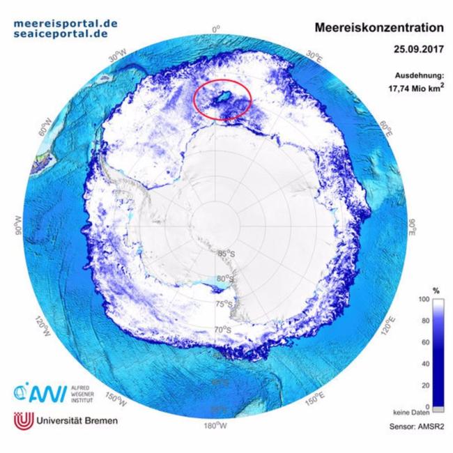 Μια μυστηριώδης γιγαντιαία τρύπα ανοίγει στην Ανταρκτική