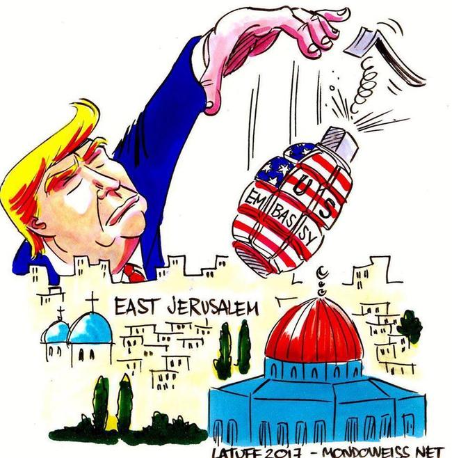 Το σκίτσο του Carlos Latuff για την προκλητική απόφαση Τραμπ