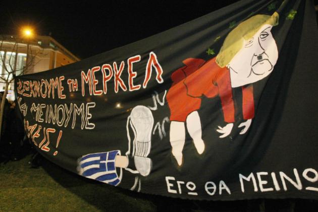 Θεσσαλονίκη: Το πανό για την Μέρκελ (φωτο)
