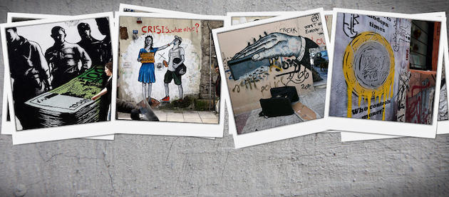 Bloomberg: Εντυπωσιακά γκράφιτι καλλιτεχνών στους δρόμους της Αθήνας "κρίνουν" την διαπραγμάτευση