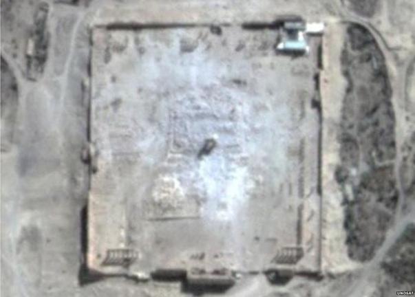 Δορυφορικές φωτογραφίες επιβεβαιώνουν την καταστροφή του ναού του Βήλου στην Παλμύρα