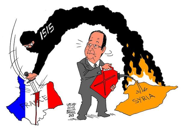 Το σκίτσο του Carlos Latuff για τον Ολάντ τα λέει όλα