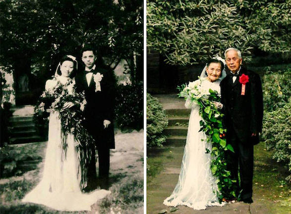 Γιόρτασαν την 70ή επέτειό τους κάνοντας αναπαράσταση του γάμου τους από το 1945 (ΦΩΤΟΓΡΑΦΙΕΣ)