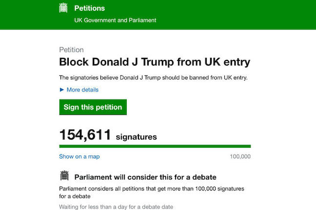 Οι Βρετανοί αντιπαθούν τον Τραμπ και το υπογράφουν: δημιούργησαν αίτημα για απαγόρευση εισόδου του στην χώρα